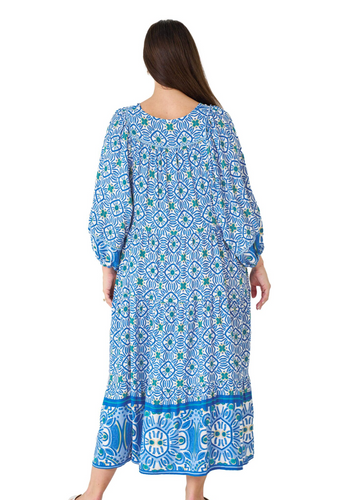 MENDEZ BATWING MIDI DRESS - BLUE PRINT