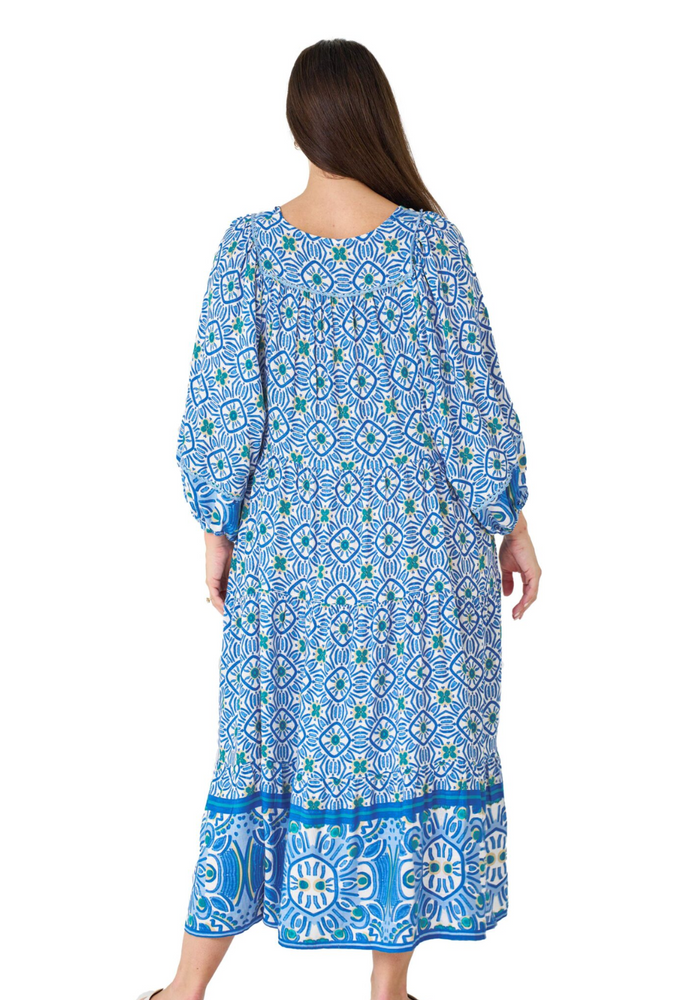 Load image into Gallery viewer, MENDEZ BATWING MIDI DRESS - BLUE PRINT