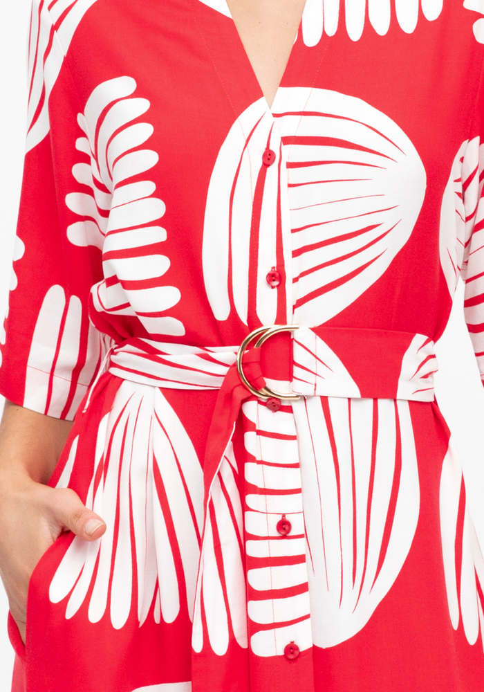 Load image into Gallery viewer, TALLULAH MAXI SHIRTDRESS - RED &amp; WHITE PRINT