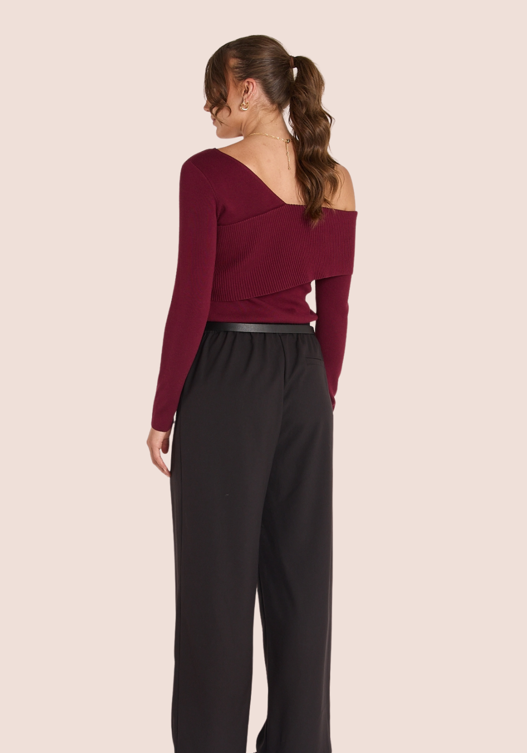 FEATHER + NOISE MOLLY OFF SHOULDER TOP - BURGUNDY