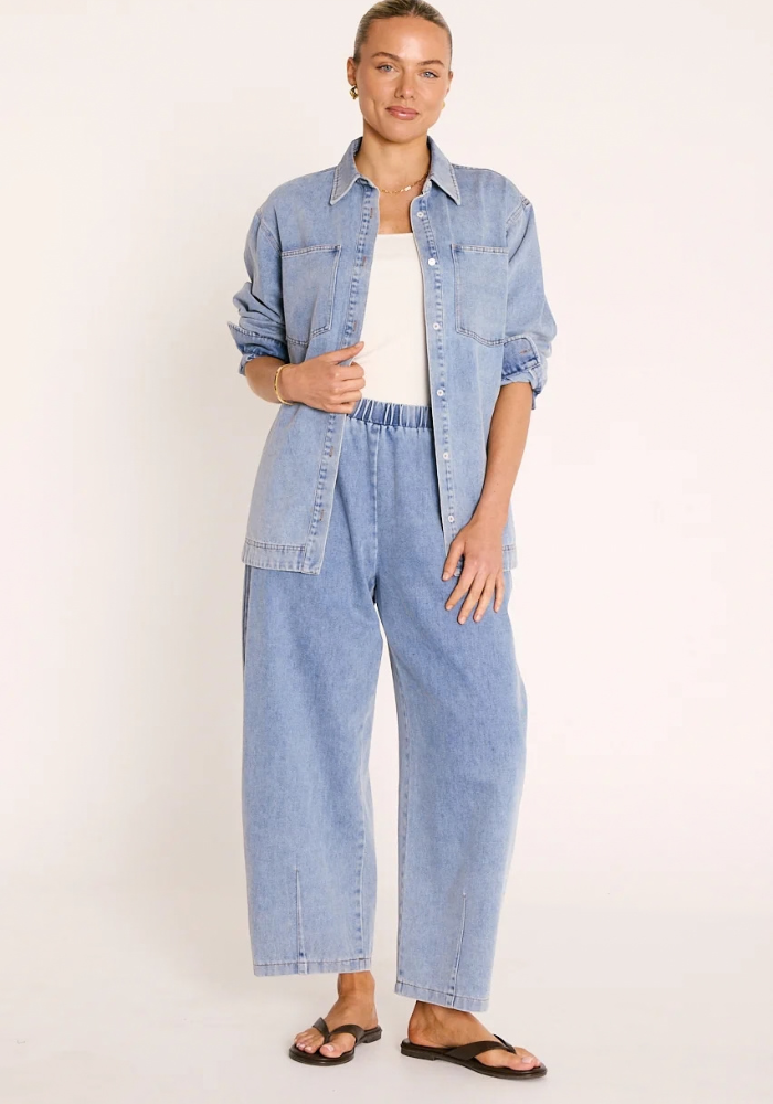 FEATHER + NOISE ROMY BARREL PANT - SOFT BLUE