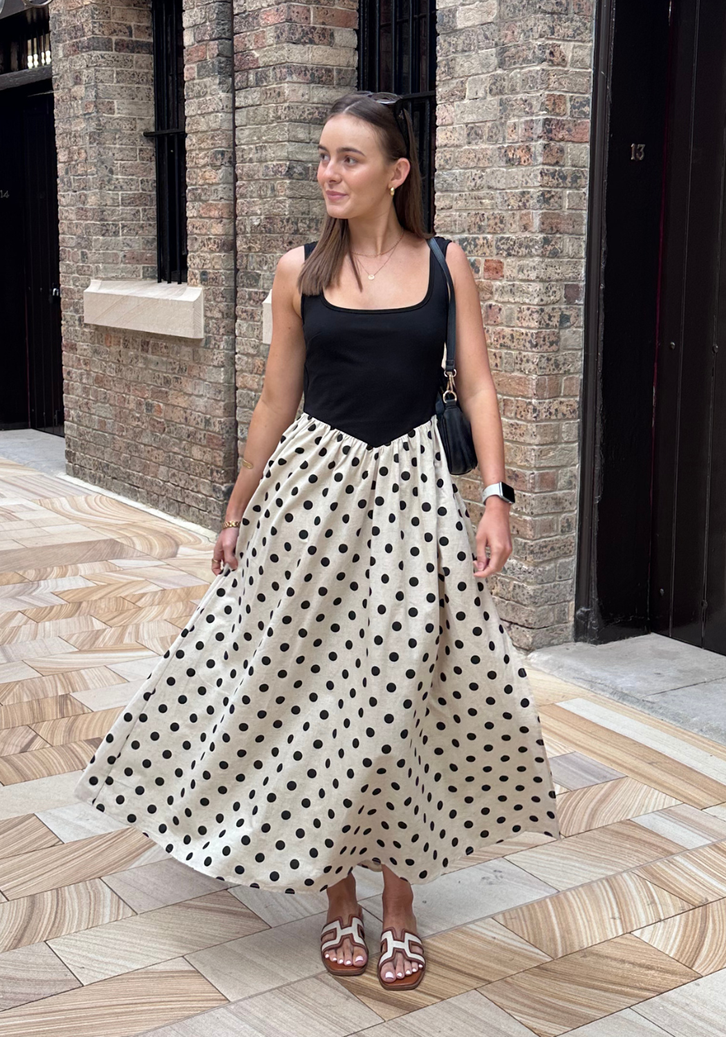 BIANCA FITTED BODICE DRESS - SPOT PRINT