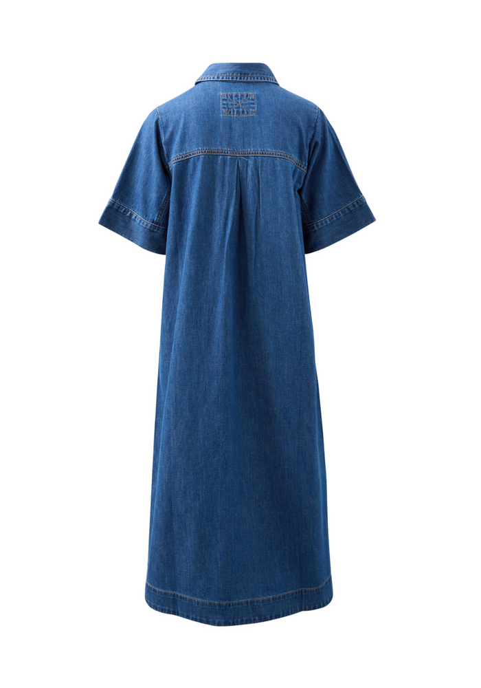 Load image into Gallery viewer, CERES LIFE AVA YOKE DETAIL MIDI DRESS - FRESH INDIDO