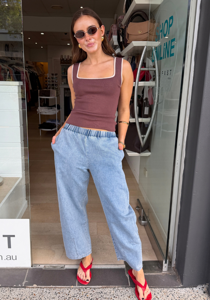 FEATHER + NOISE ROMY BARREL PANT - SOFT BLUE