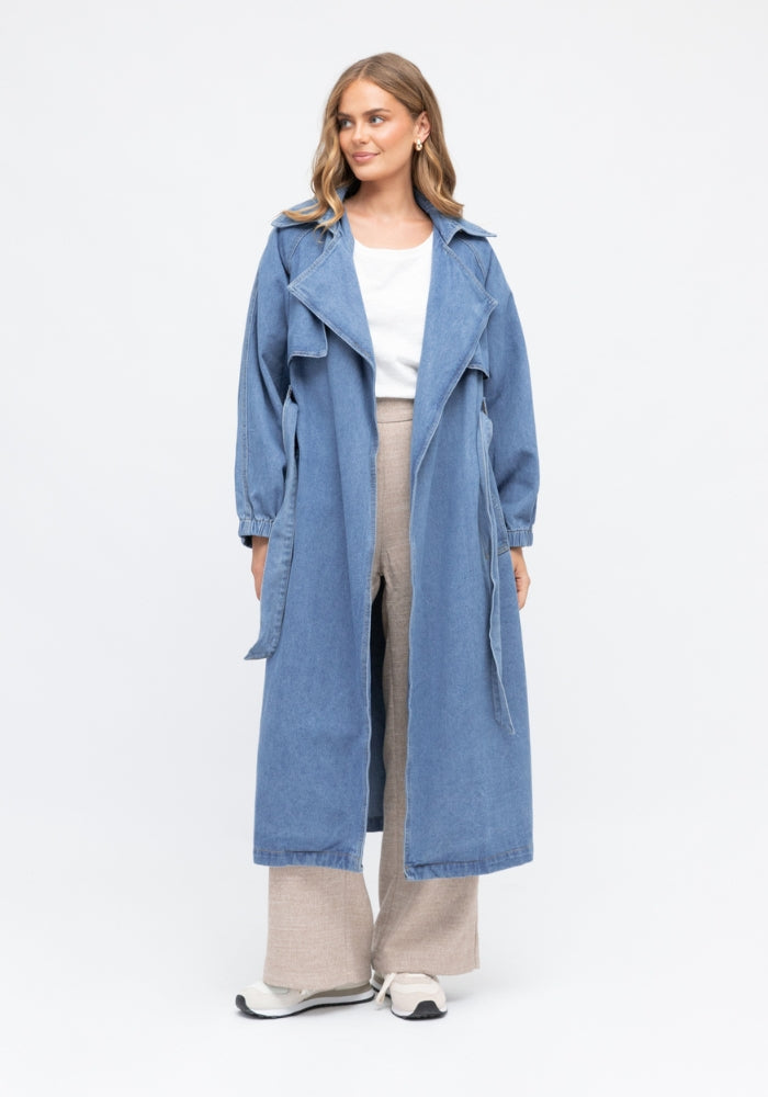 Load image into Gallery viewer, SUTTON DENIM TRENCH - LIGHT WASH