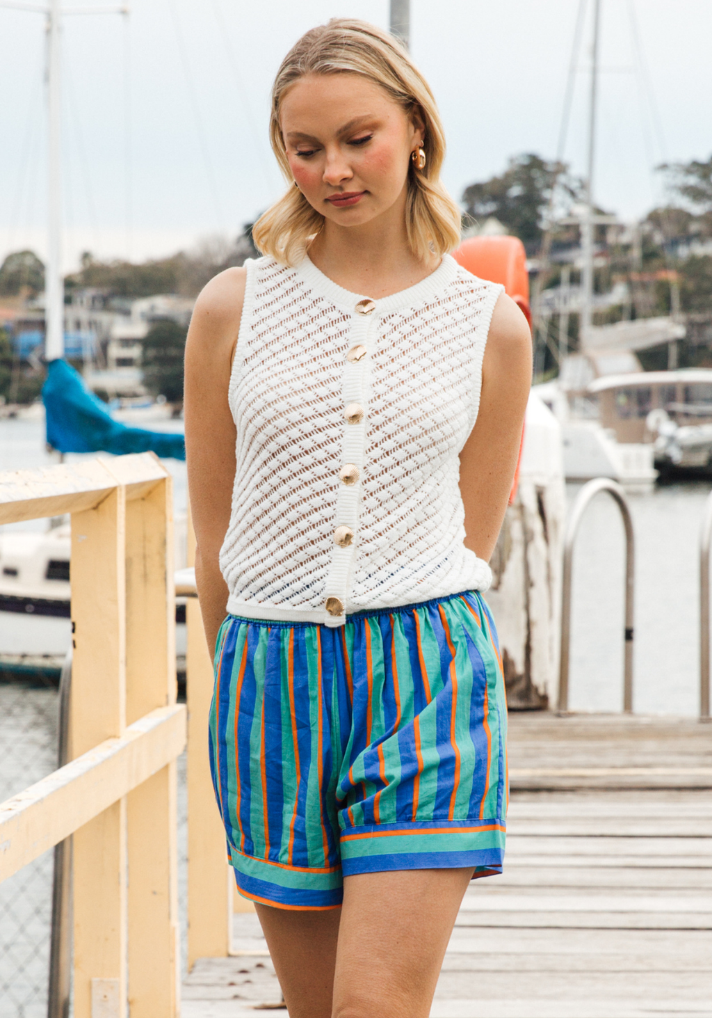 PAULO 100% COTTON KNIT VEST - WHITE