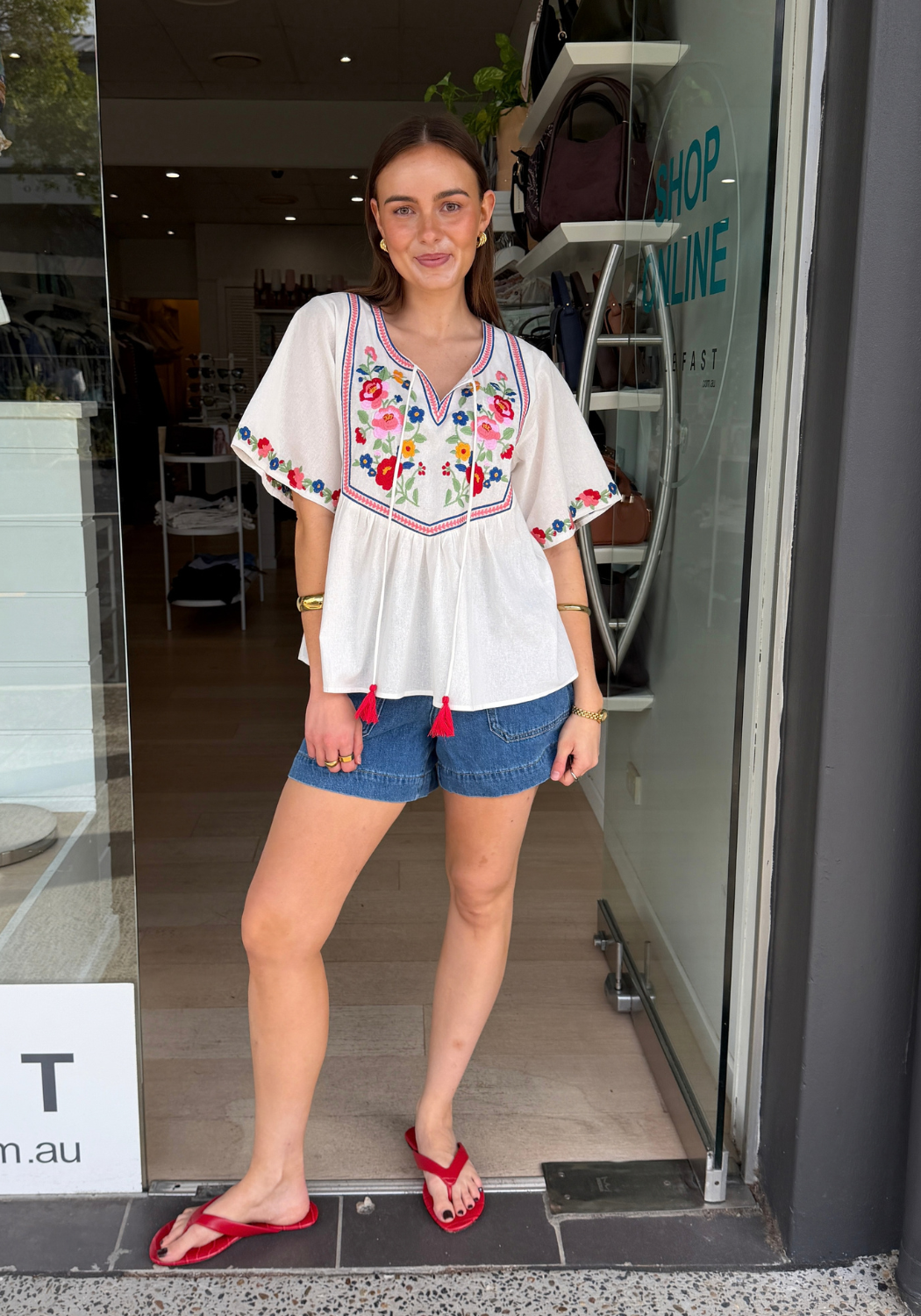 FAYE EMBROIDERED TOP - WHITE