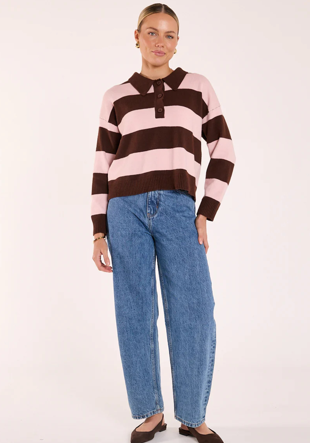 FEATHER + NOISE STEFI KNIT - CHOC/PINK