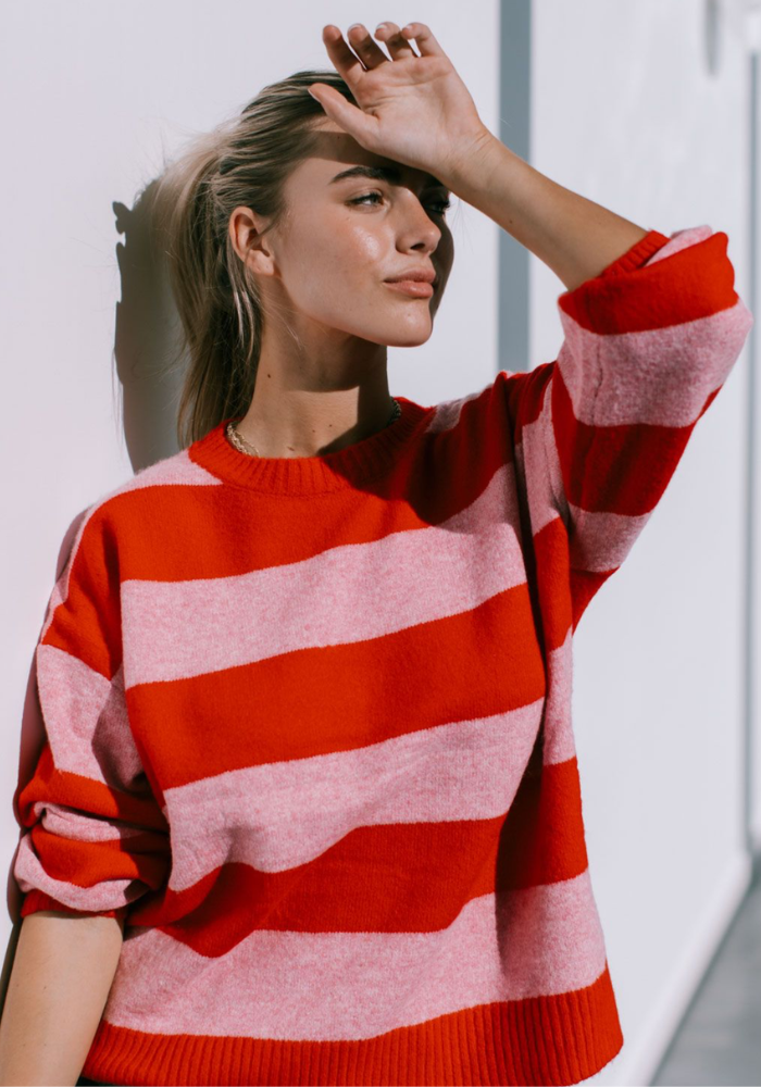 SAMMY STRIPE KNIT - PINK & RED