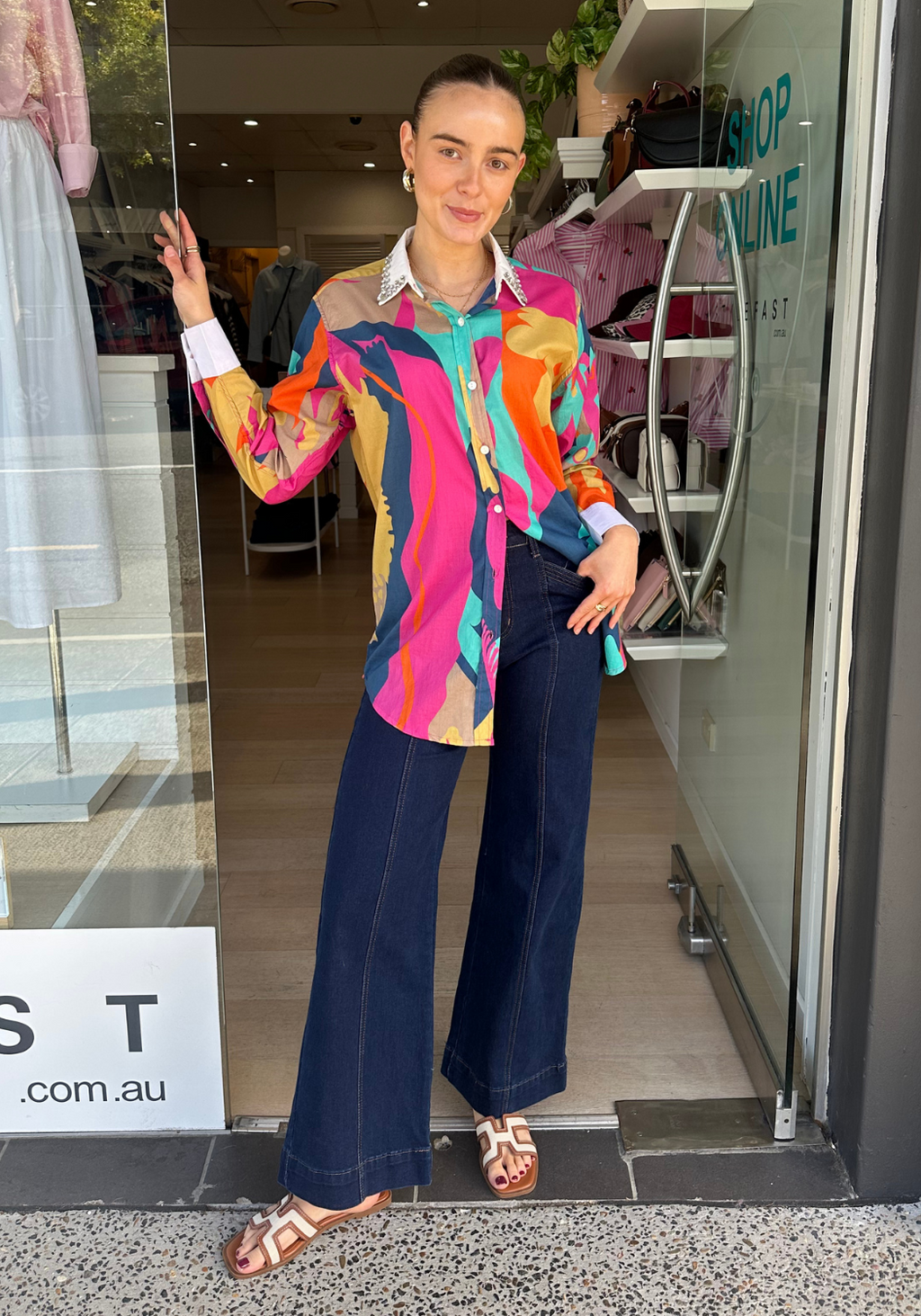 RUBYYAYA LOTUS BLOOM EMBELLISHED SHIRT - MULTI PRINT