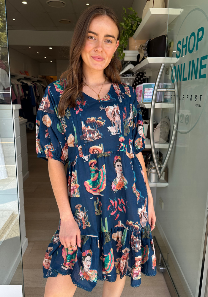 LULALIFE ARRIBA DRESS - NAVY