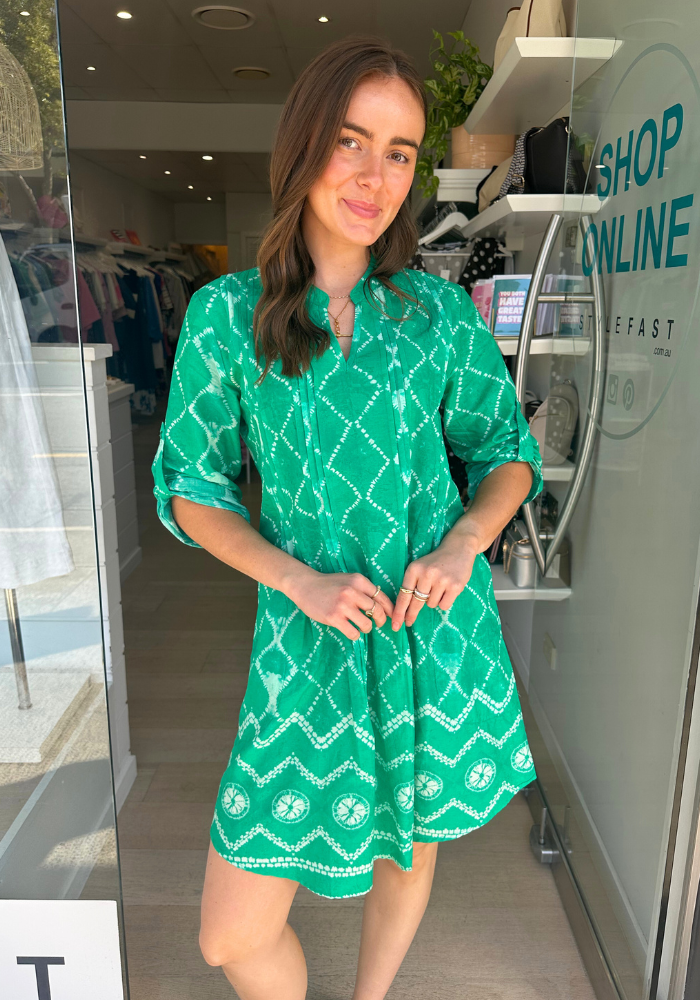 LULALIFE KUMO TUCK DRESS - SEA