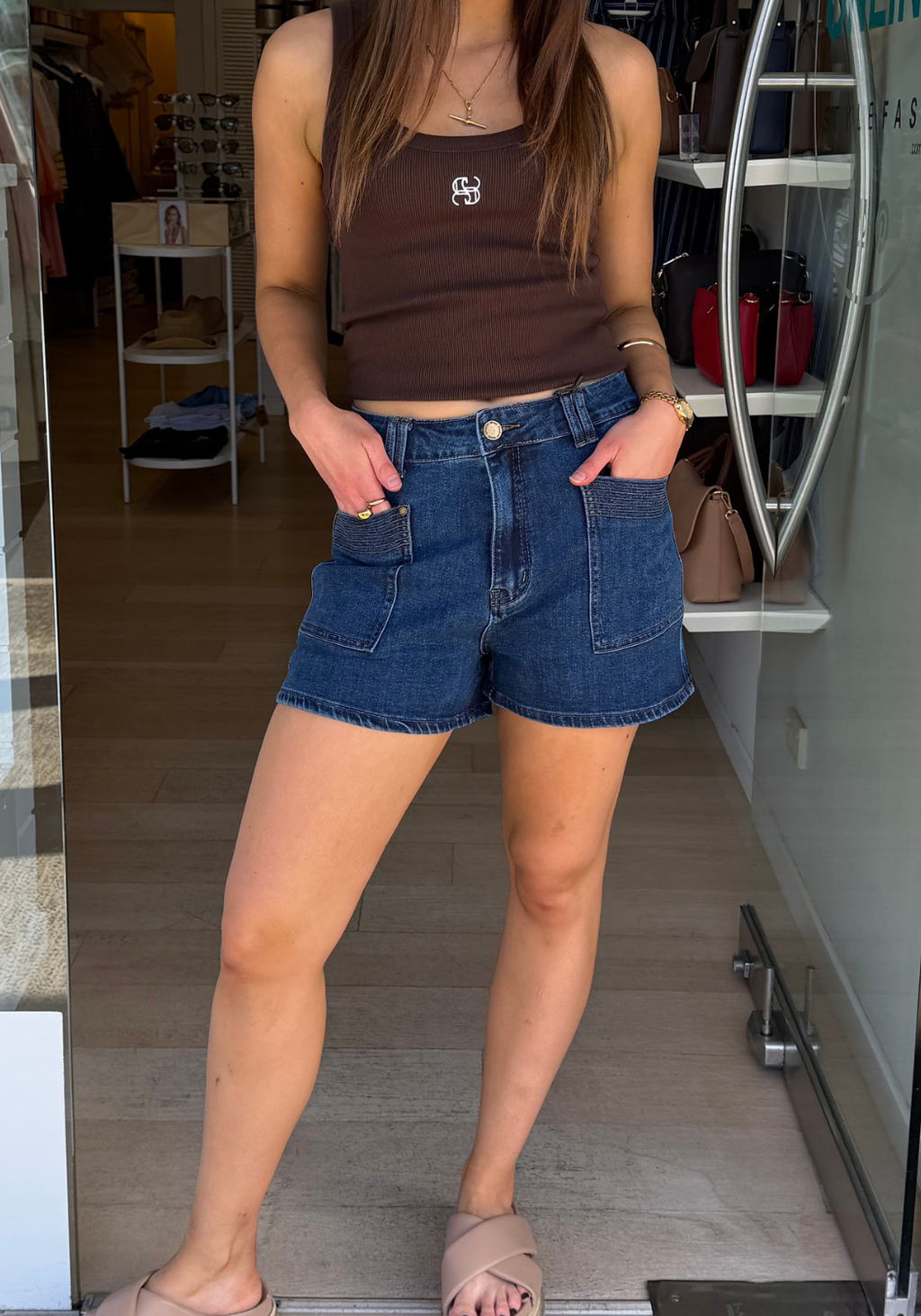 LENNY STRETCH DENIM SHORT - DARK INDIGO