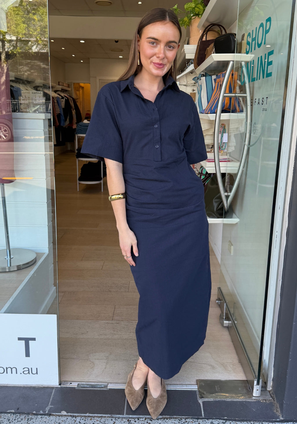 KIRSTY MIDI DRESS - NAVY