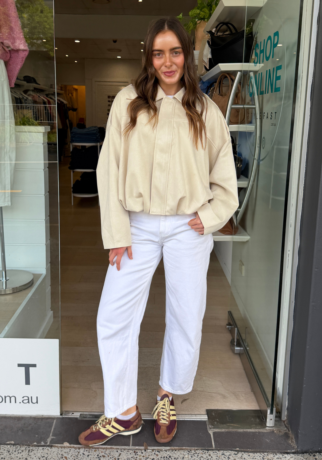 STEVIE SUEDE BOMBER - CREAM