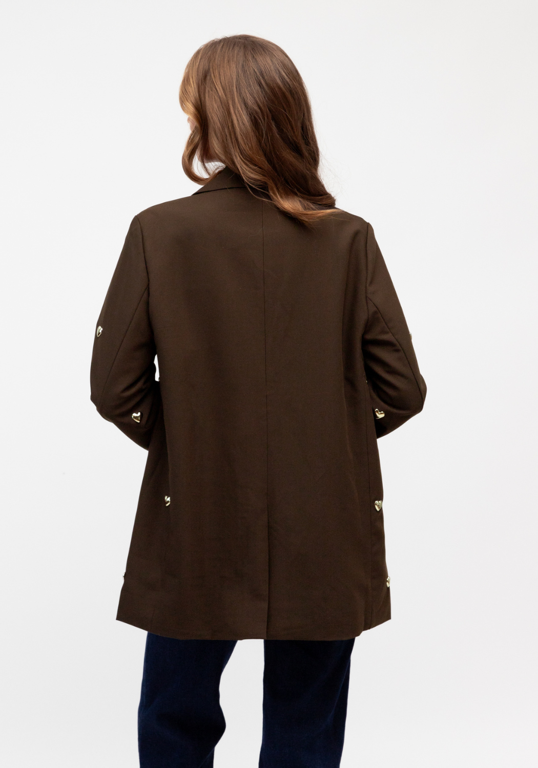 CELINE CONTRASTING HEART BLAZER - CHOCOLATE