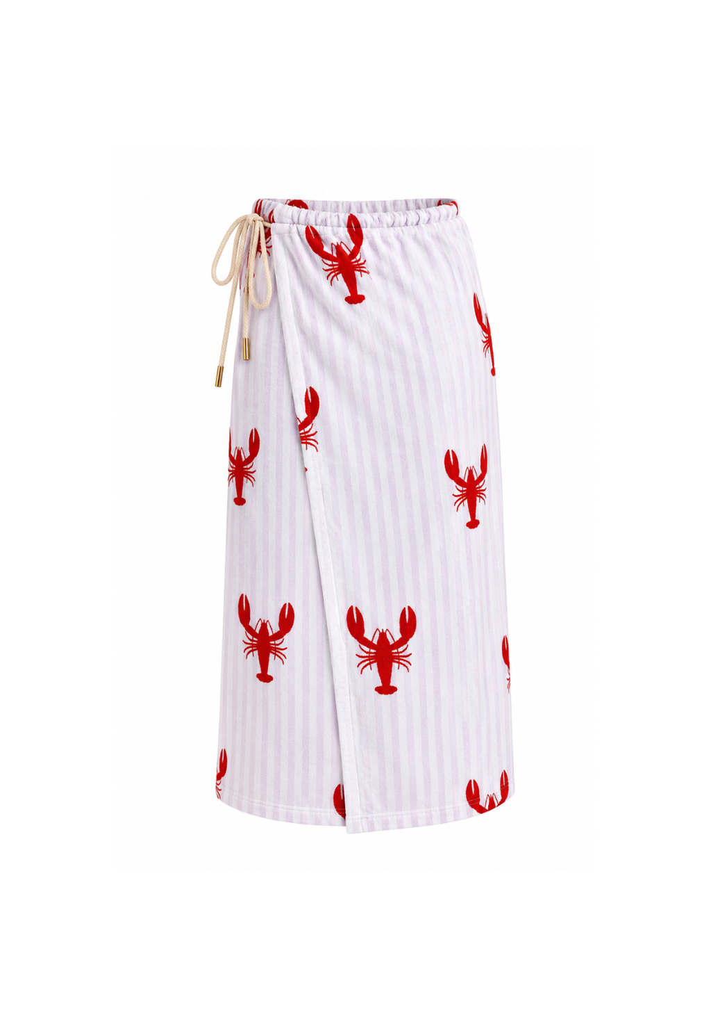 SASSY SURF LOBSTER ROLL BEACH TOWEL SKIRT - PINK/RED