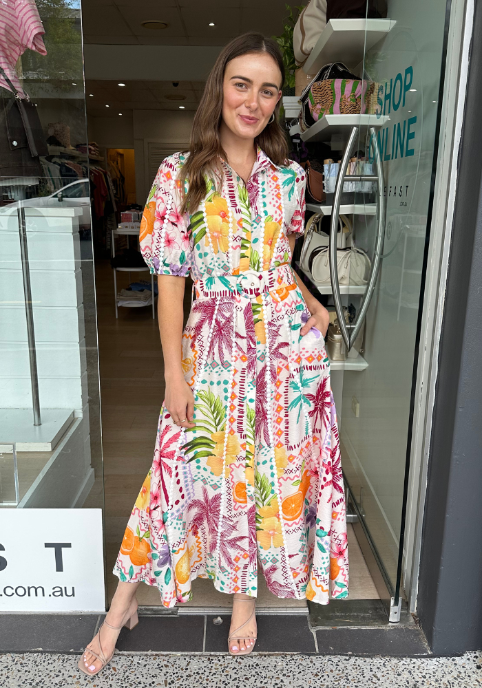 LUMI MAXI DRESS - PALM PRINT
