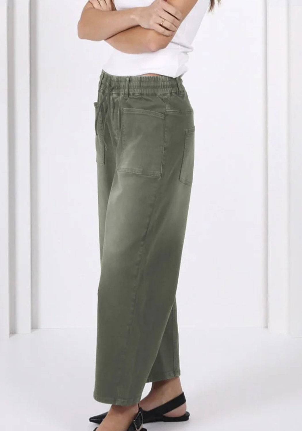 LEO DENIM BARREL JEANS - KHAKI