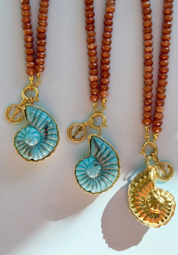 MOSK MELBOURNE AMMONITE TREASURE NECKLACE - CHOCOLATE