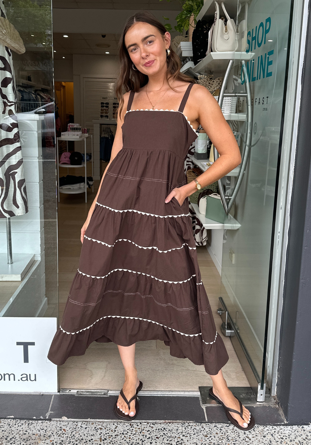 JACQ MIDI DRESS - MOCHA