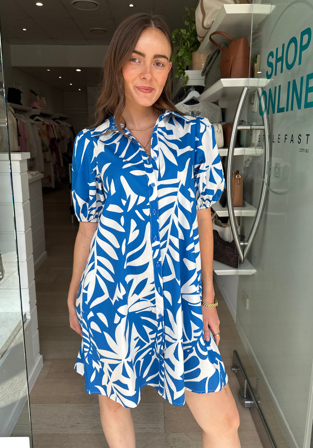 CARRIE MINI DRESS - BLUE PRINT