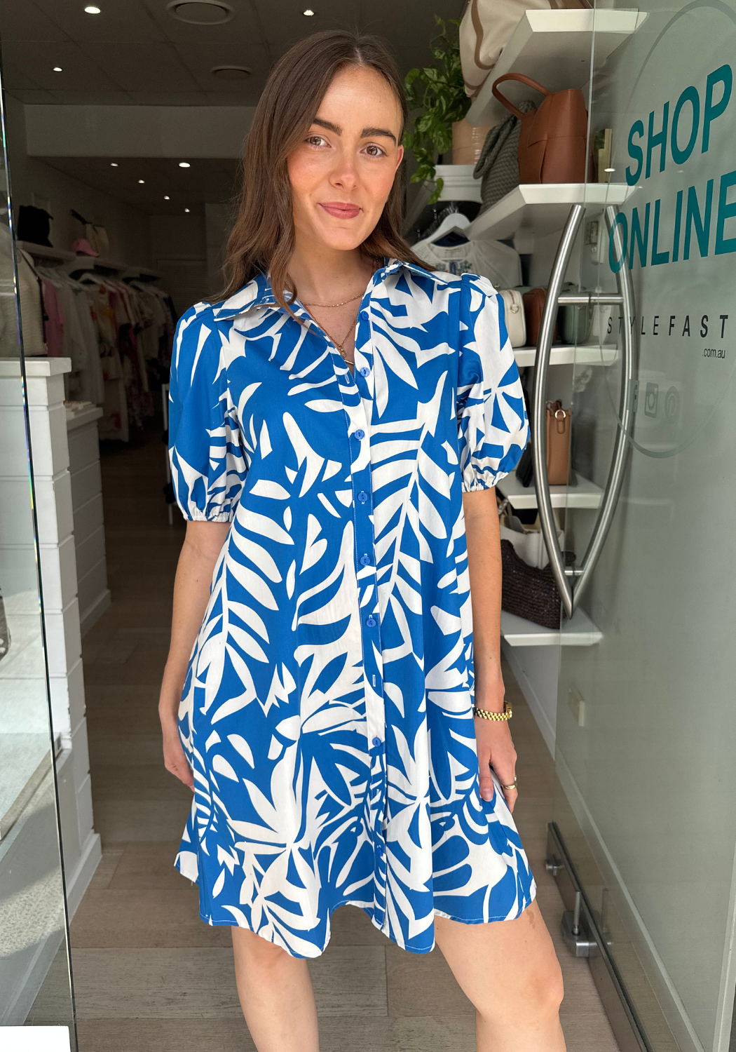 CARRIE MINI DRESS - BLUE PRINT