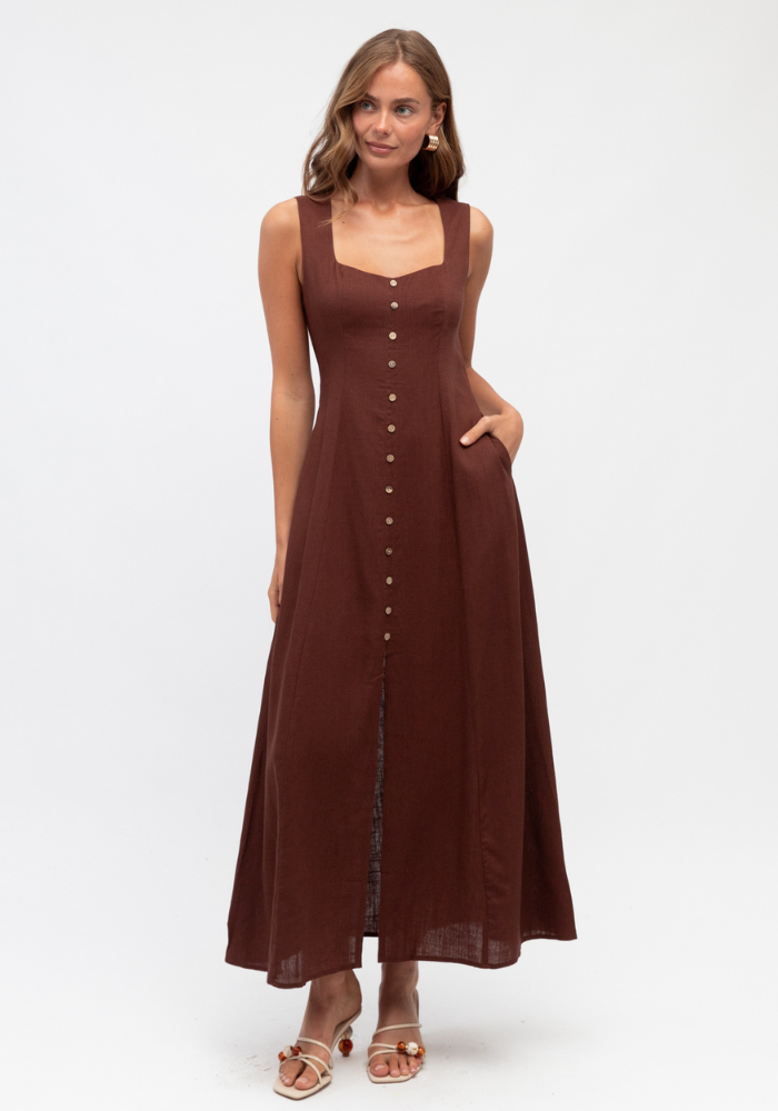 YANA MIDI DRESS - CHOCOLATE