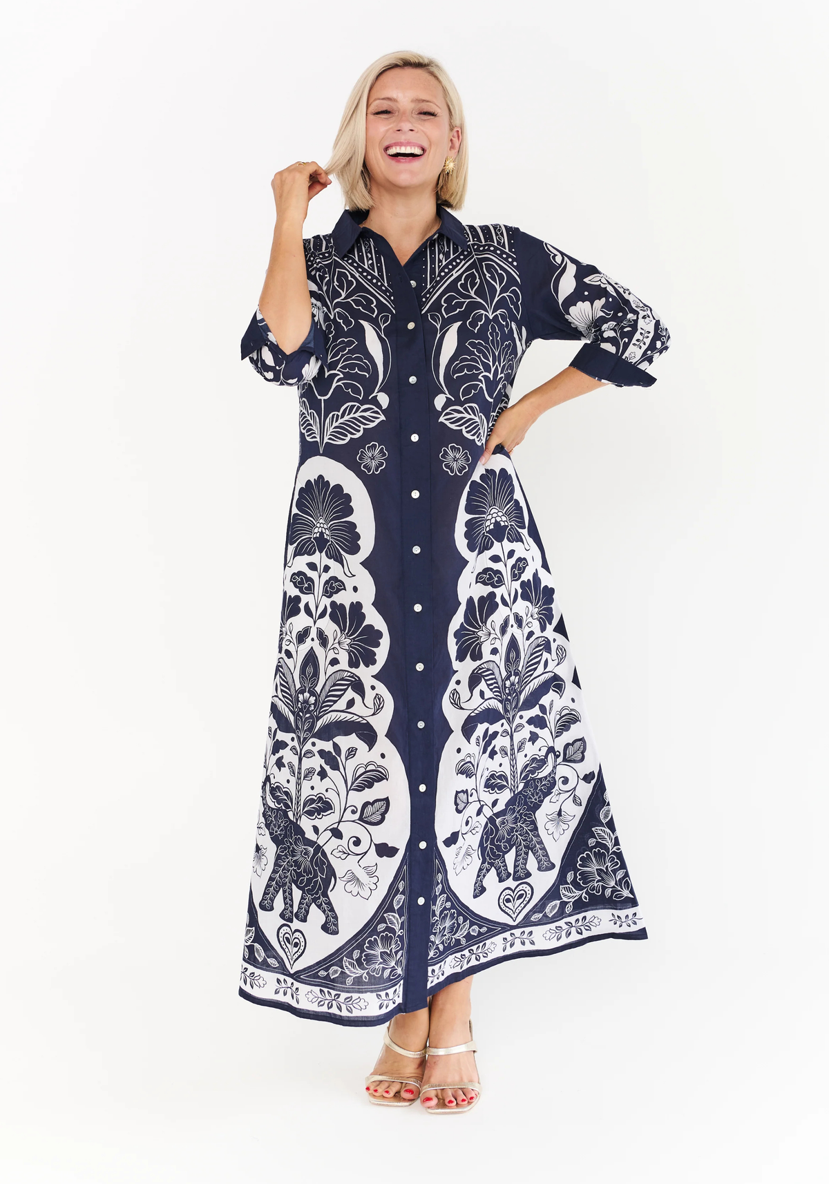 LOTUS MIDI DRESS - BLUE