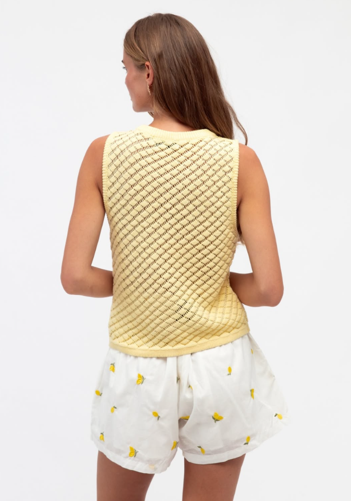 PAULO 100% COTTON KNIT VEST - BUTTER YELLOW