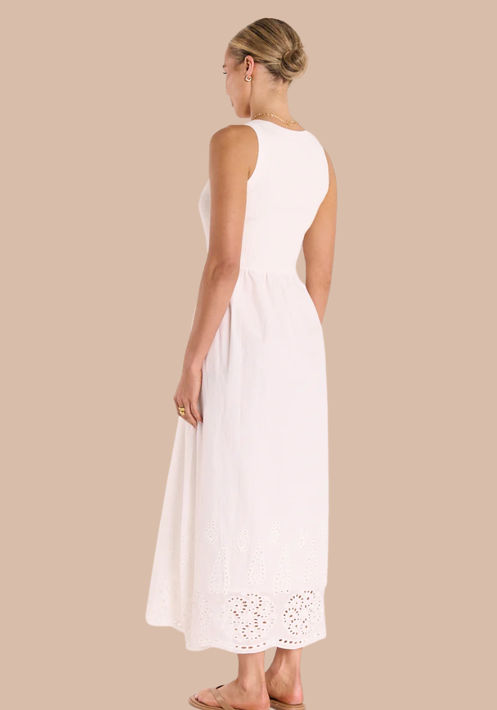 FEATHER + NOISE BIANCA DRESS - WHITE
