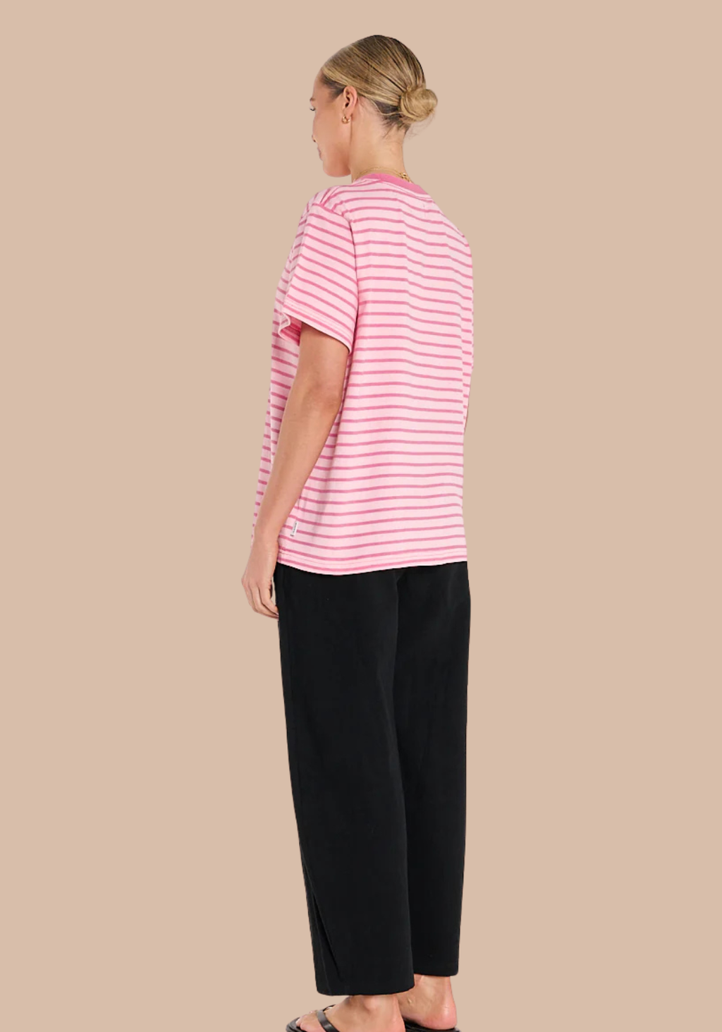 FEATHER + NOISE CARTER TEE - PINK STRIPE
