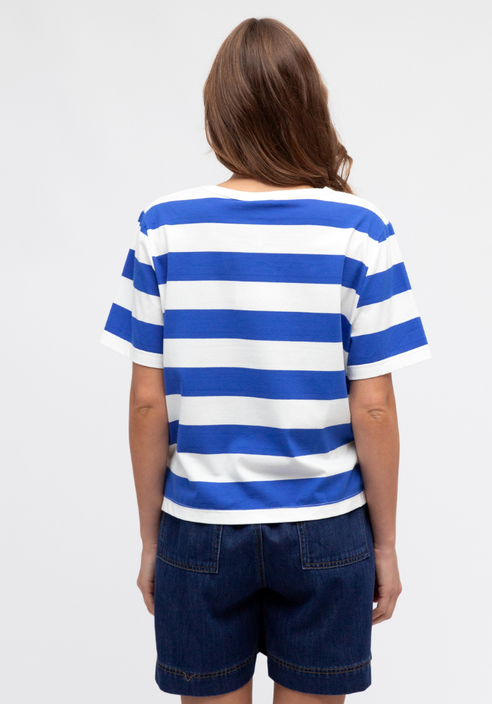 URBAN MIRAGE STRIPE TEE - COBALT BLUE