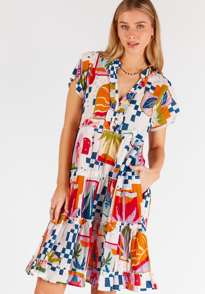 Load image into Gallery viewer, LULALIFE MELODY COTTON TIERED DRESS - MULTI