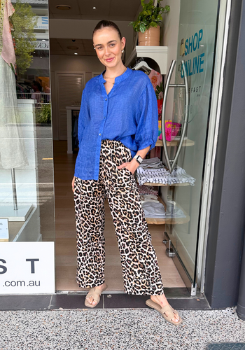 CANDICE COTTON RELAXED PANTS - LEOPARD PRINT