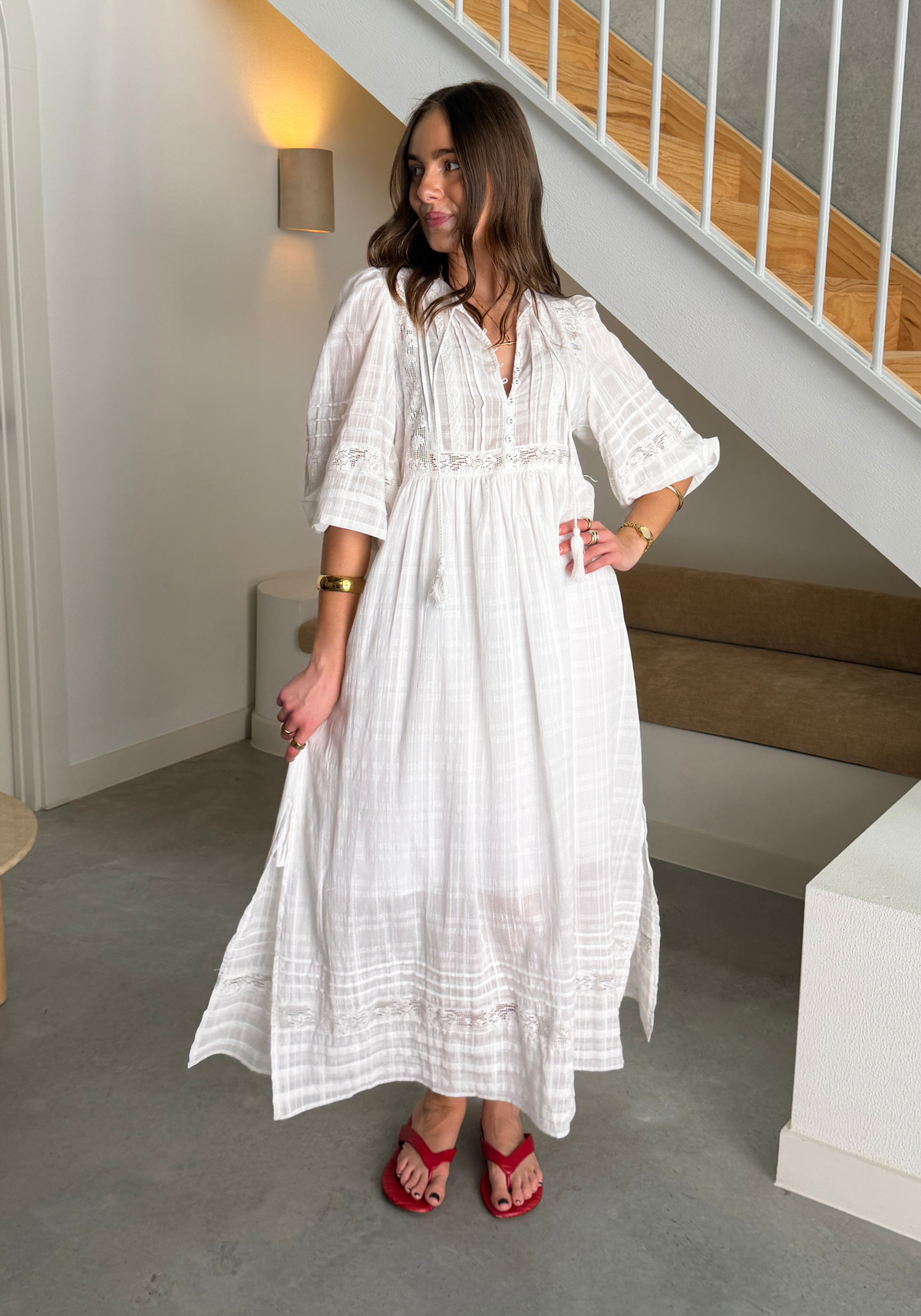 ANNALEISE COTTON DRESS - WHITE