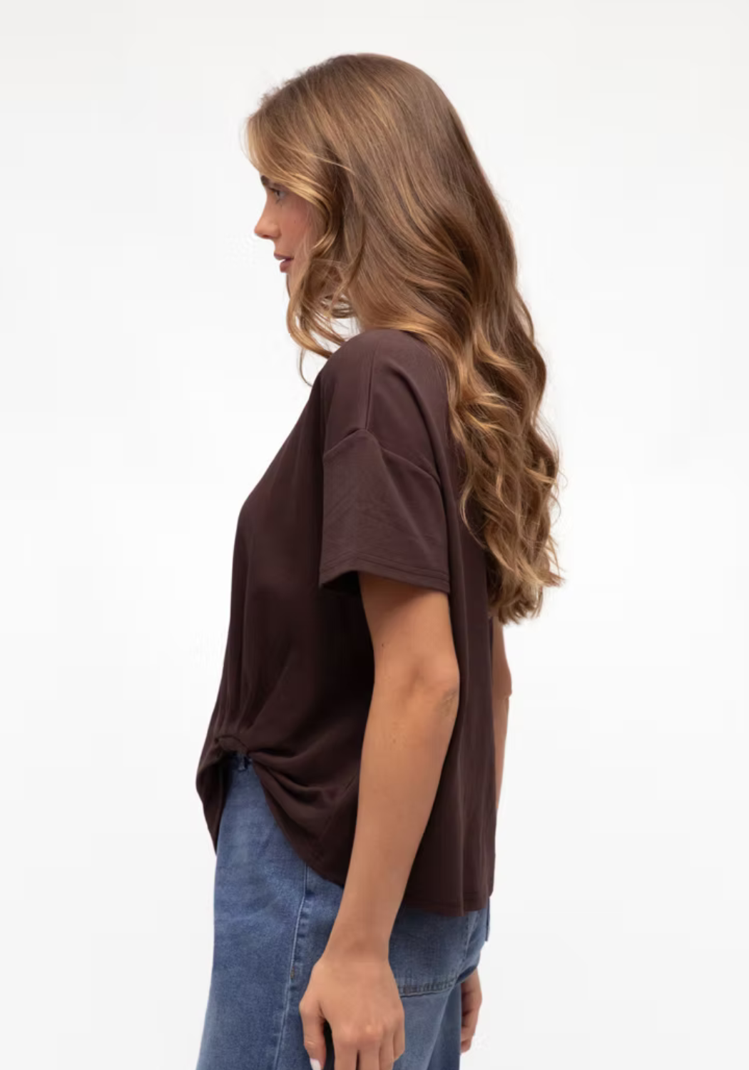 JESSIE EASY TUCK TEE - CHOCOLATE