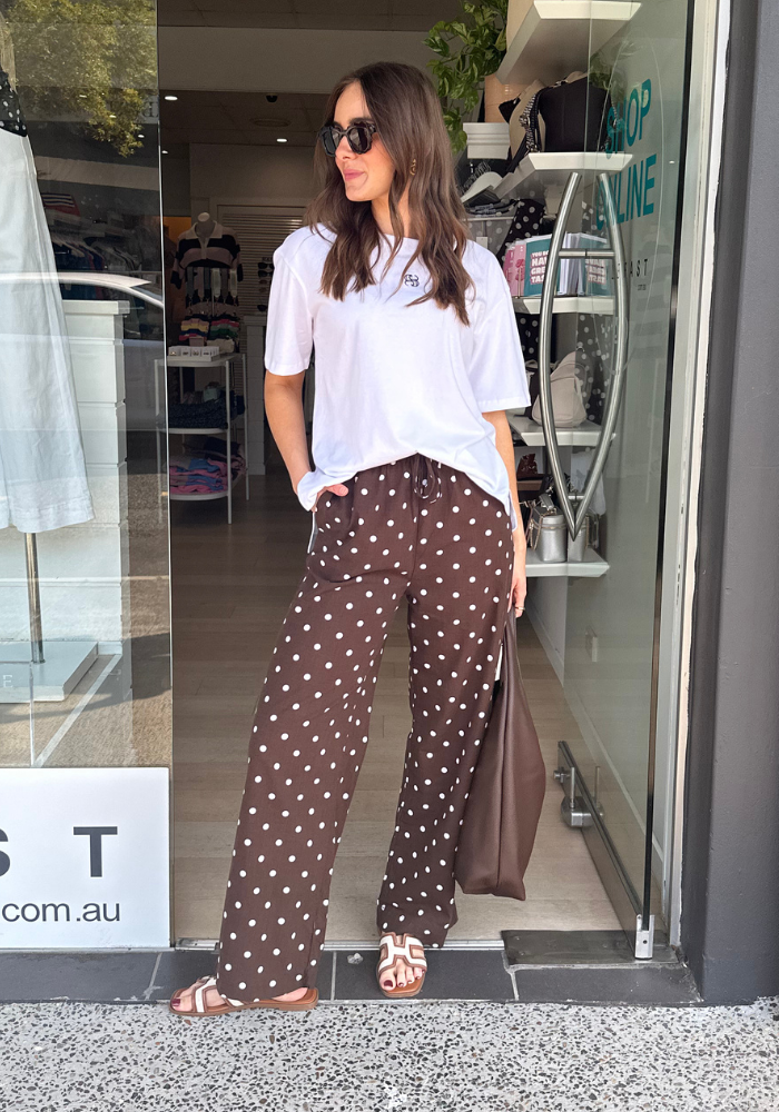 CERES LIFE RESORT PANT - CHOC POLKA DOT