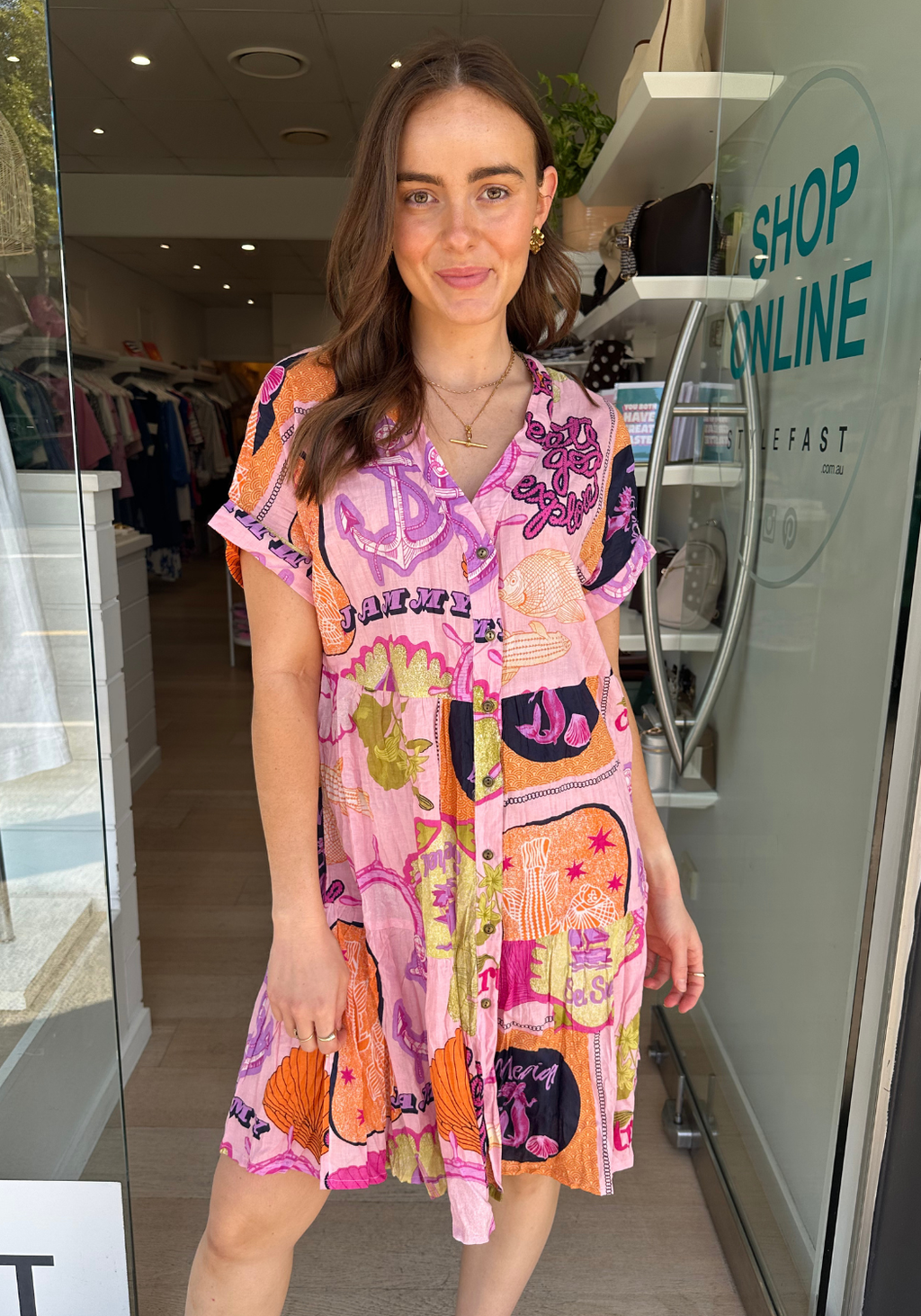 LULALIFE MELROSE MINI DRESS - MULTI ORCHID PRINT