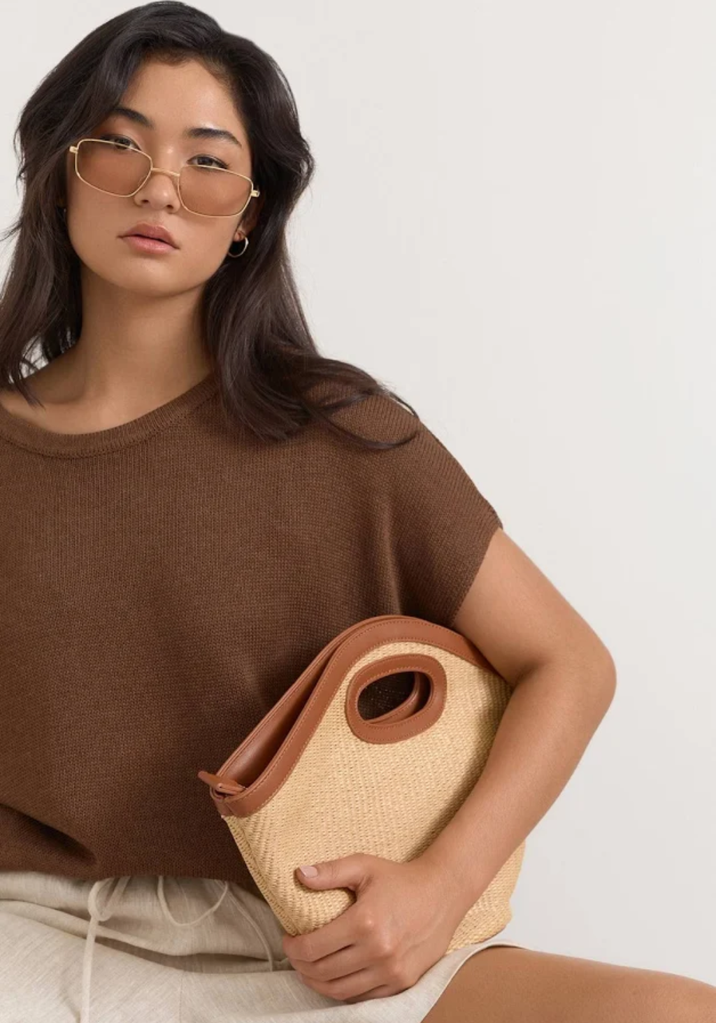 ADORNE SKYE WOVEN SMALL BAG - NATURAL