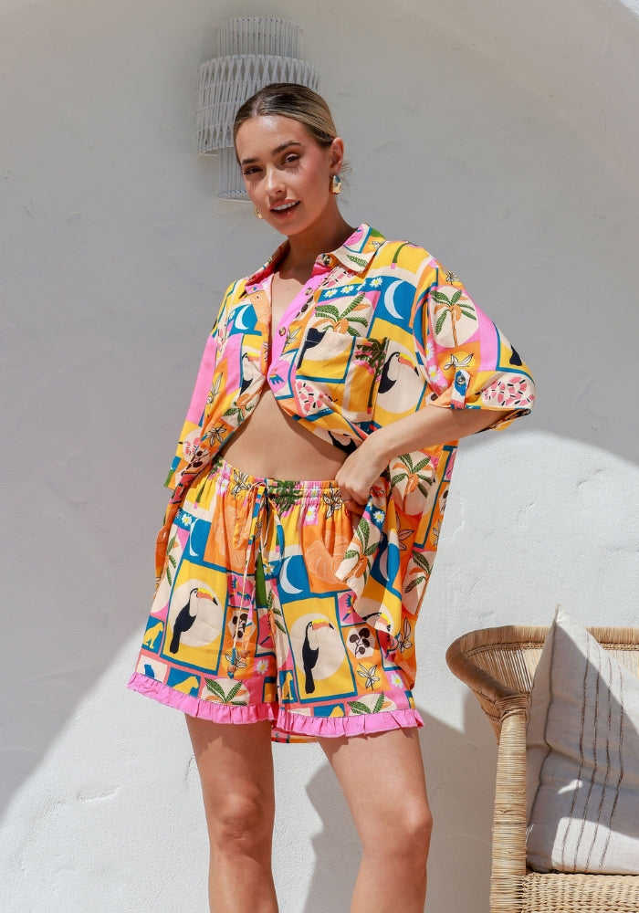 Load image into Gallery viewer, ASHA SHORTS - TOUCAN PRINT