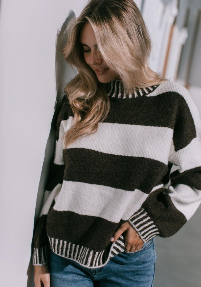 TILLY OVERSIZED KNIT - CHOCOLATE STRIPE