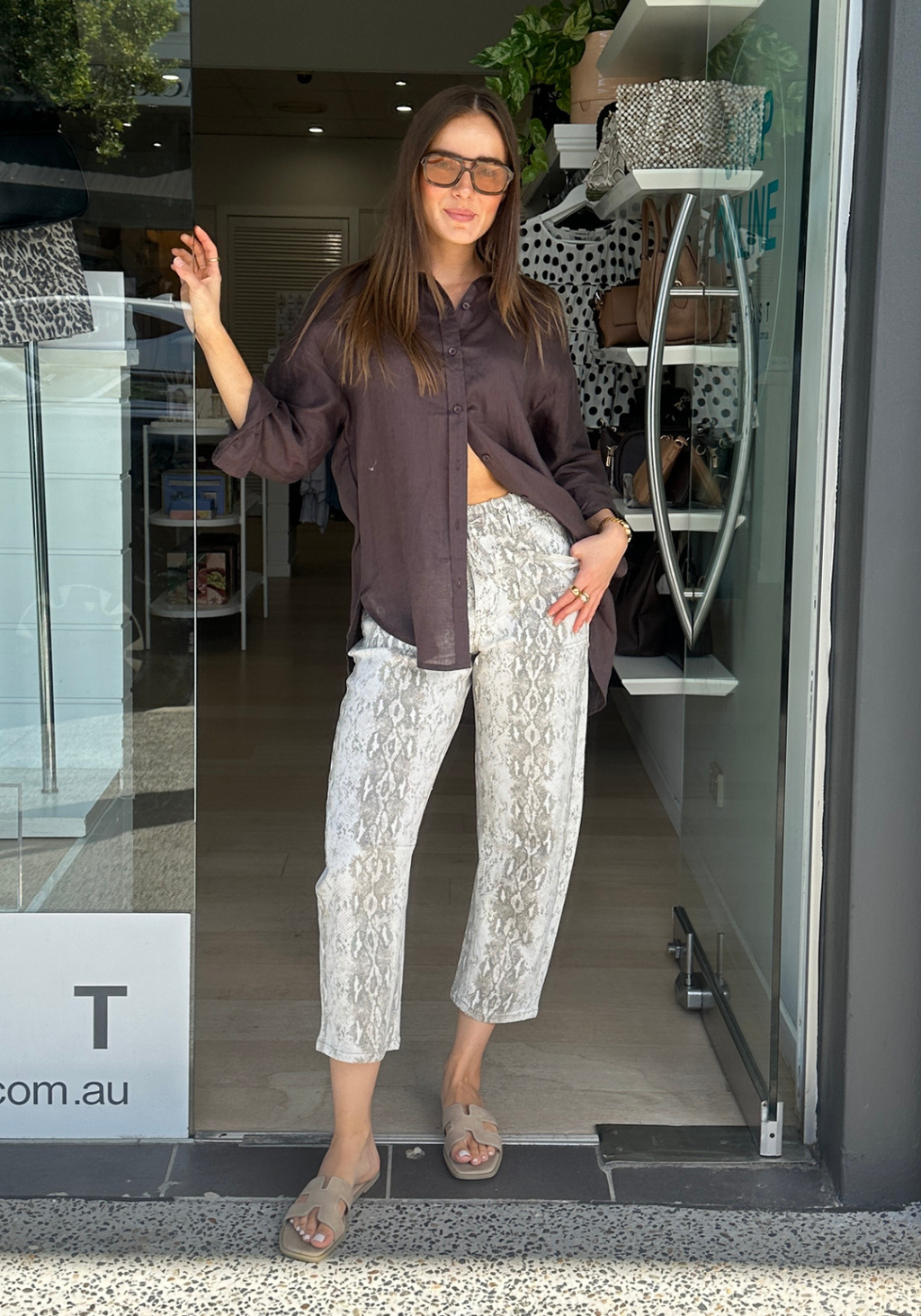 LEO DENIM BARREL JEANS - SNAKESKIN PRINT
