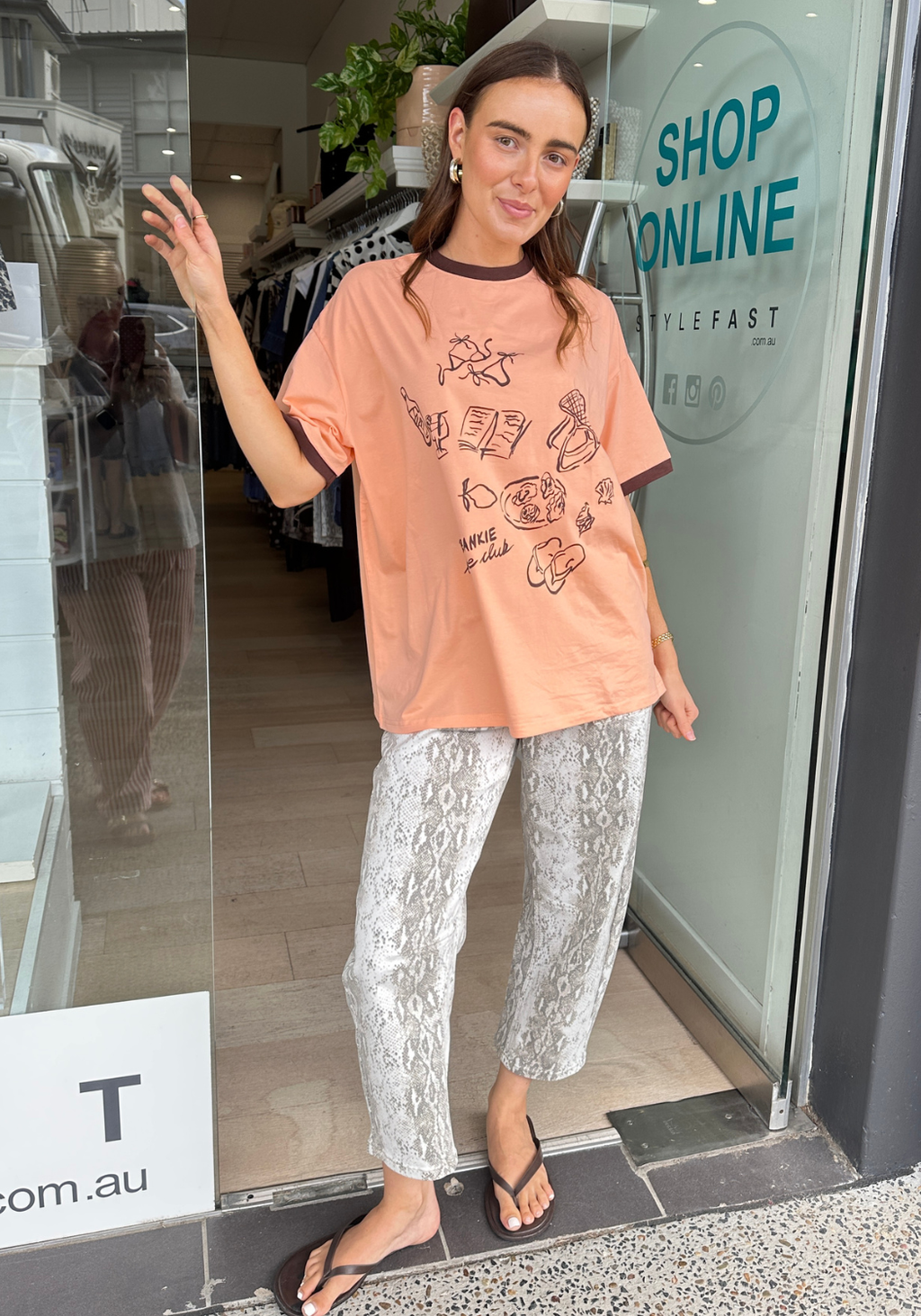 BY FRANKIE LEISURE CLUB - NEON ORANGE & CHOCOLATE