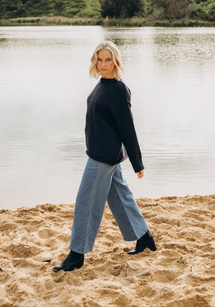 CLARA RELAXED COTTON KNIT - NAVY