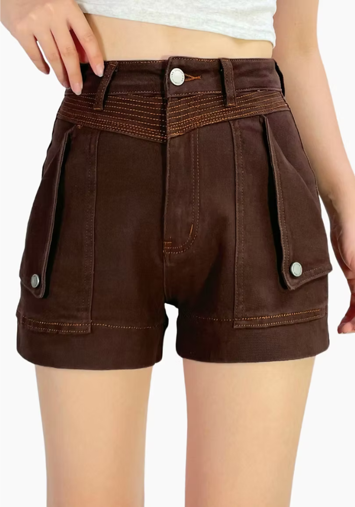 KENNEDY DENIM SHORT - CHOCOLATE