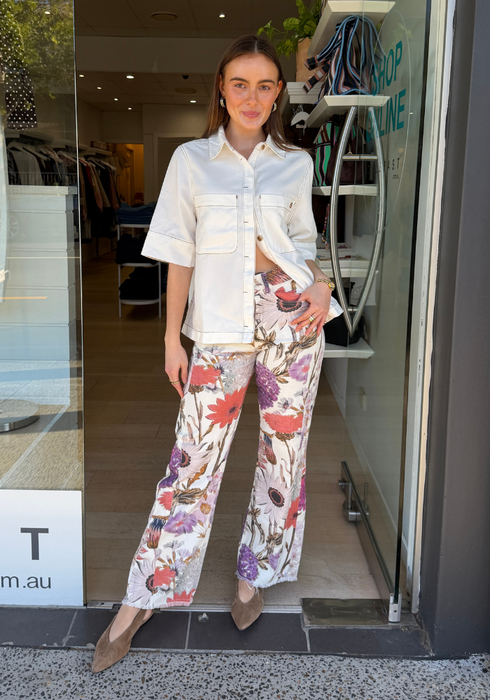 CARLY STRAIGHT LEG JEAN - FLORAL