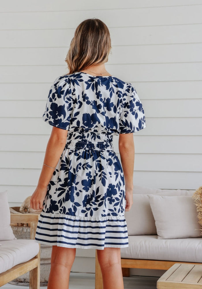 Load image into Gallery viewer, BELKIS MINI DRESS - NAVY FLORAL