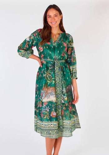 RUBYYAYA LE TIGRE DRESS - GREEN MULTI