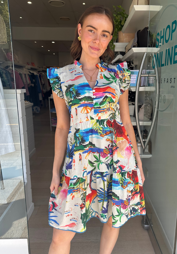 LULALIFE ALBA RUFFLE DRESS - MULTI